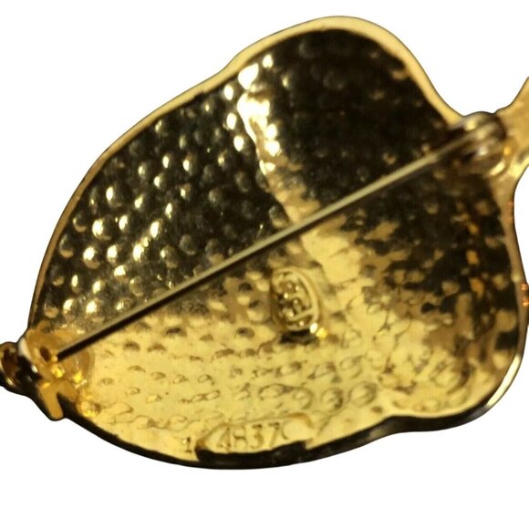 SFJ Signed Acorn Brooch Pin Goldtone Beige Enamel 4837 - Picture 3 of 4